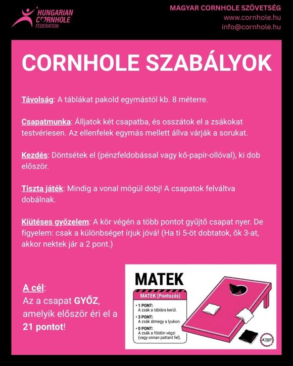 Cornhole szabályok röviden